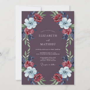 Invitation Mariage aux Feuilles Écarlates de Prune