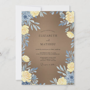 Invitation Mariage aux Feuilles Jaunes Taupe
