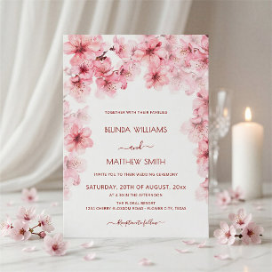 Invitation Mariage aux fleurs de cerisier aquarelle