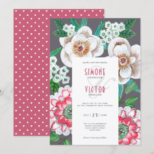Invitation Mariage aux fleurs peintes modernes