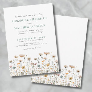 Invitation Mariage aux fleurs sauvages à l'aquarelle botaniqu