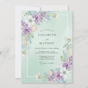 Invitation Mariage aux fleurs sauvages de lavande menthe