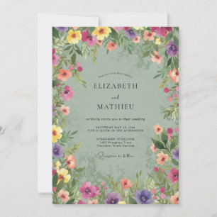 Invitation Mariage aux fleurs sauvages de mer