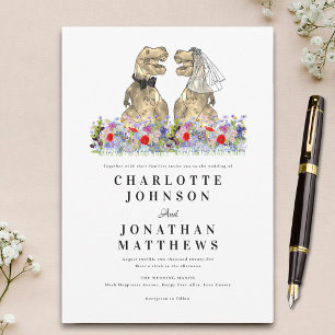 Invitation Mariage aux fleurs sauvages sur le thème des dinos