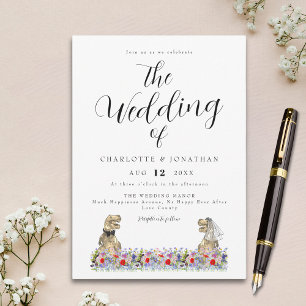 Invitation Mariage aux fleurs sauvages sur le thème des dinos