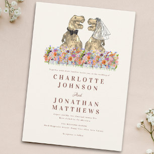 Invitation Mariage aux fleurs sauvages sur le thème des dinos