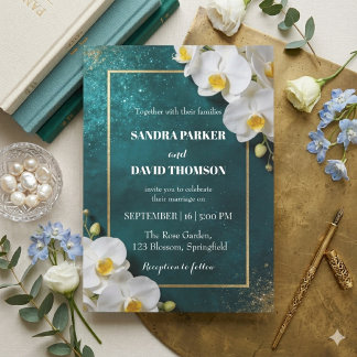 Invitation mariage aux floraisons d'orchidée blanche élégante