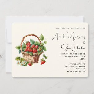 Invitation Mariage aux Fraises Fraîches dans un Panier en Osi