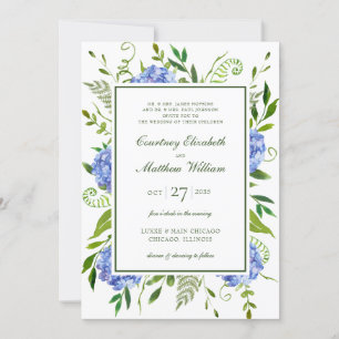 Invitation Mariage aux Hortensias Bleus