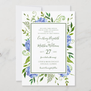 Invitation Mariage aux Hortensias Bleus