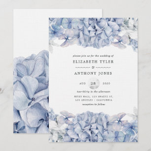 Invitation Mariage aux Hortensias Bleus