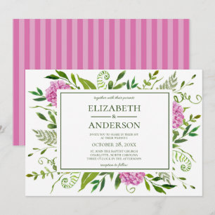 Invitation Mariage aux Hortensias Roses