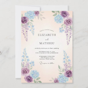 Invitation Mariage aux Hydrangeas Fantaisistes Violettes