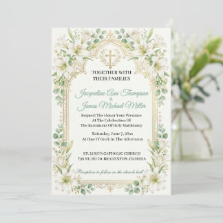 Invitation Mariage aux Lys Blancs Luxuriants