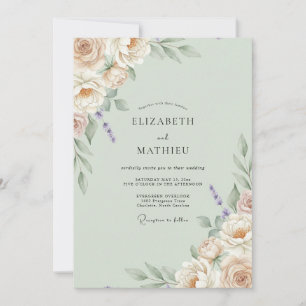 Invitation Mariage aux Pétales d'Abricot et de Champagne