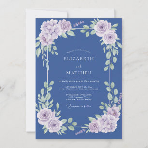 Invitation Mariage aux Pétales de Lavande Bleuet