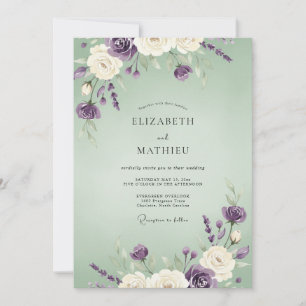 Invitation Mariage aux Pétales de Lavande et Mousse de Mer