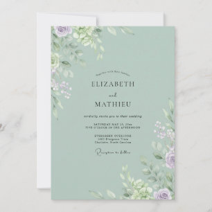 Invitation Mariage aux Pétales de Lavande Menthe