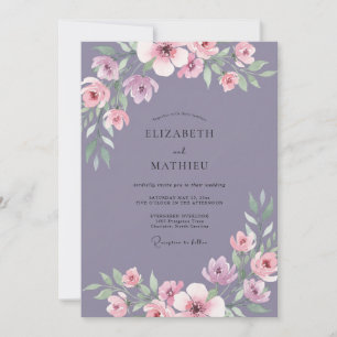Invitation Mariage aux Pétales de Lavande Poussiéreuse