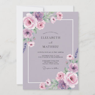 Invitation Mariage aux Pétales de Lilas Améthyste
