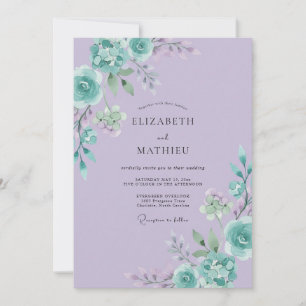 Invitation Mariage aux Pétales de Lilas et Menthe