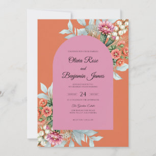 Invitation Mariage aux Pétales de Orange Brûlée Intemporel