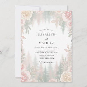 Invitation Mariage aux Pétales de Pêche Champagne