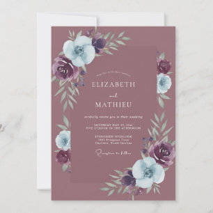 Invitation Mariage aux Pétales de Pervenche Plum Clair du Lit