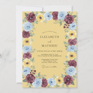 Invitation Mariage aux Pétales de Prune Jaune