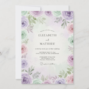 Invitation Mariage aux Pétales de Violette Lavande