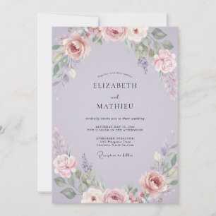 Invitation Mariage aux Pétales Peintes de Lilas