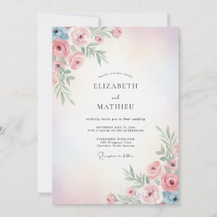 Invitation Mariage aux Pétales Rose Pâle
