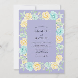 Invitation Mariage aux Pivoines Aqua Lilas