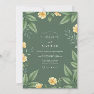Invitation Mariage aux Pivoines avec Moutarde et Olive