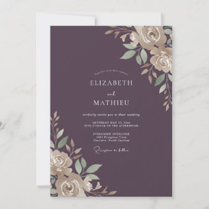 Invitation Mariage aux Pivoines Champagne Doré