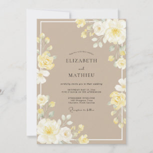 Invitation Mariage aux Pivoines Ivoire Douce