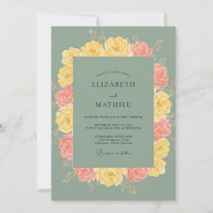 Invitation Mariage aux Pivoines Jaunes Atténuées