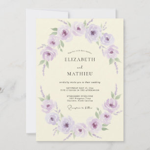 Invitation Mariage aux Pivoines Lavande