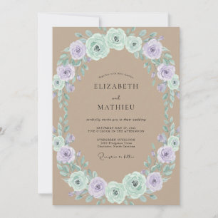 Invitation Mariage aux Pivoines Lilas Douces et Beige