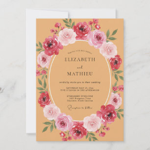 Invitation Mariage aux Pivoines Magenta et Miel