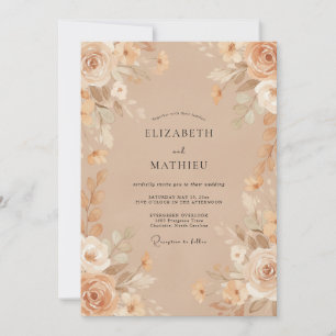 Invitation Mariage aux Pivoines Peintes Champagne