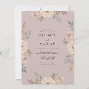 Invitation Mariage aux Pivoines Peintes Mauves