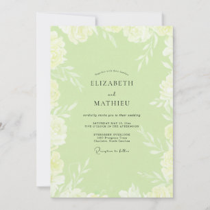 Invitation Mariage aux Pivoines Pistache