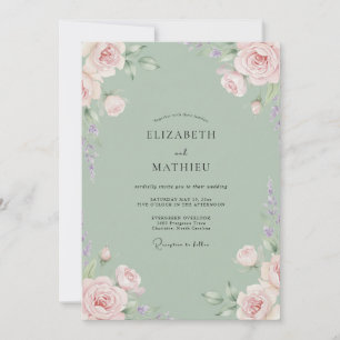 Invitation Mariage aux Pivoines Rose de Mousse de Mer