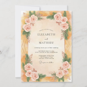 Invitation Mariage aux Pivoines Rose Ocres