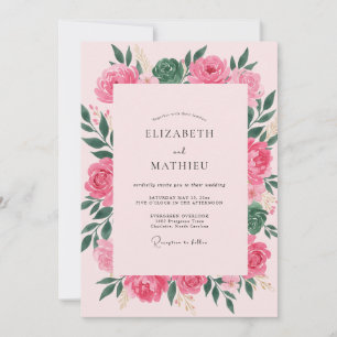 Invitation Mariage aux Pivoines Rose Pâle Chaud