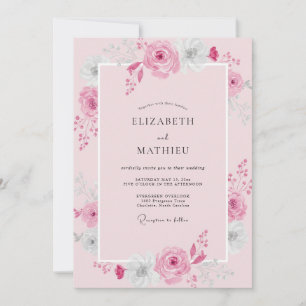 Invitation Mariage aux Pivoines Rose Pastel