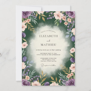 Invitation Mariage aux Pivoines Rouge Cerise