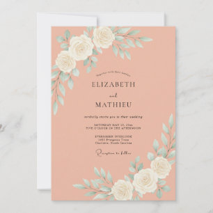 Invitation Mariage aux Pivoines Terracotta Celadon