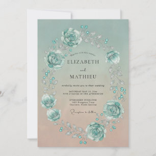 Invitation Mariage aux Ranunculus Aquarelle Aqua